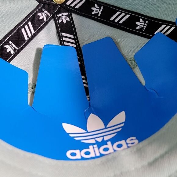 Adidas Originals Trefoil Logo Dad Hat Cap Pale Green Grey White Adjustable New - Picture 9 of 11